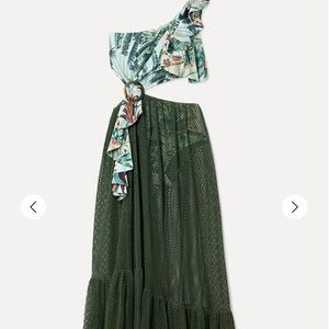 NWT PATBO Eden one shoulder dress w/ mesh/net